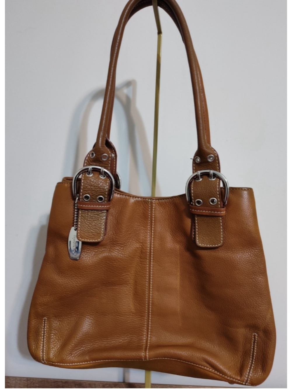 Antique Brown Leather Tignanello Buckled Handles Handbag